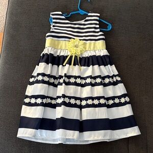 Elegant Striped Kids Dress with Floral Accents
